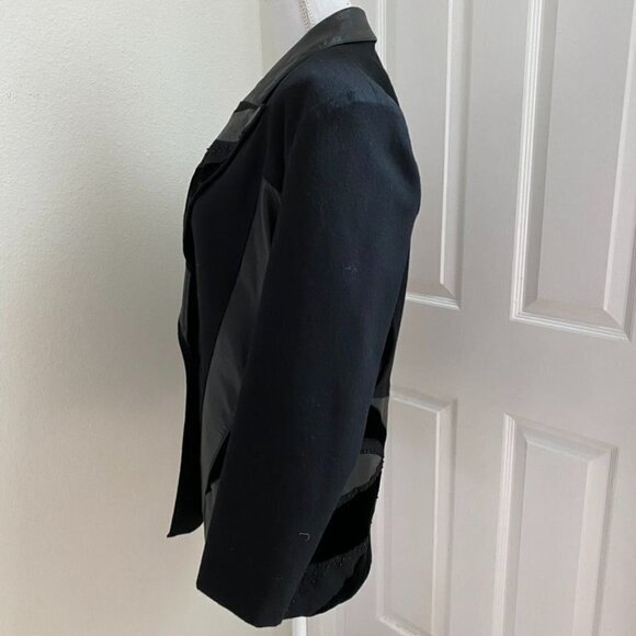 Vintage Joseph Ho Wool Blazer Leather Embellishments Beading Sz 8 - Picture 5 of 8